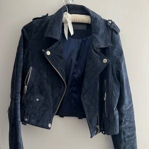Blank NYC Suede Moto Jacket in Navy
